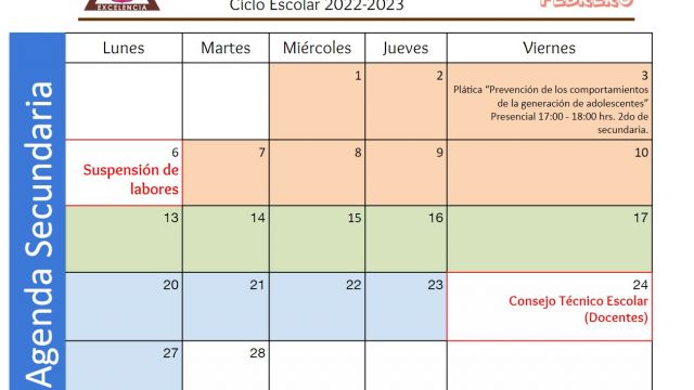 Centro Educativo Miguel Lara Vasallo Agenda Secundaria Febrero 2023