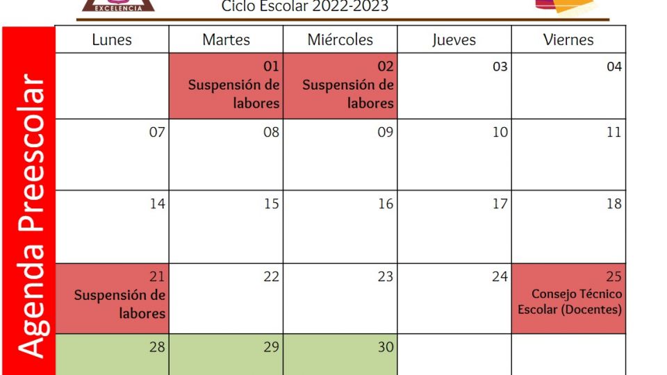 Agenda Preescolar Noviembre 2022 - Centro Educativo Miguel Lara Vasallo