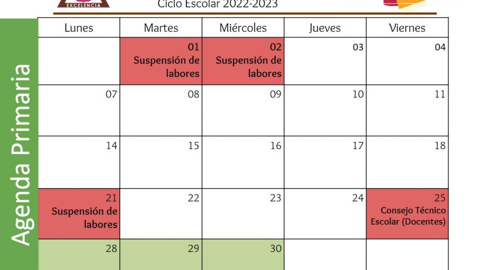 Agenda Primaria Noviembre 2022 - Centro Educativo Miguel Lara Vasallo