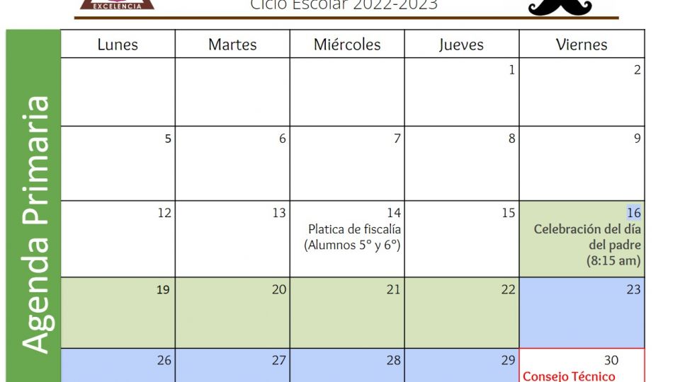 Agenda Primaria Junio 2023 - Centro Educativo Miguel Lara Vasallo