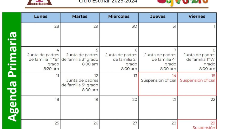 AGENDA PRIMARIA SEPTIEMBRE 2023 - Centro Educativo Miguel Lara Vasallo