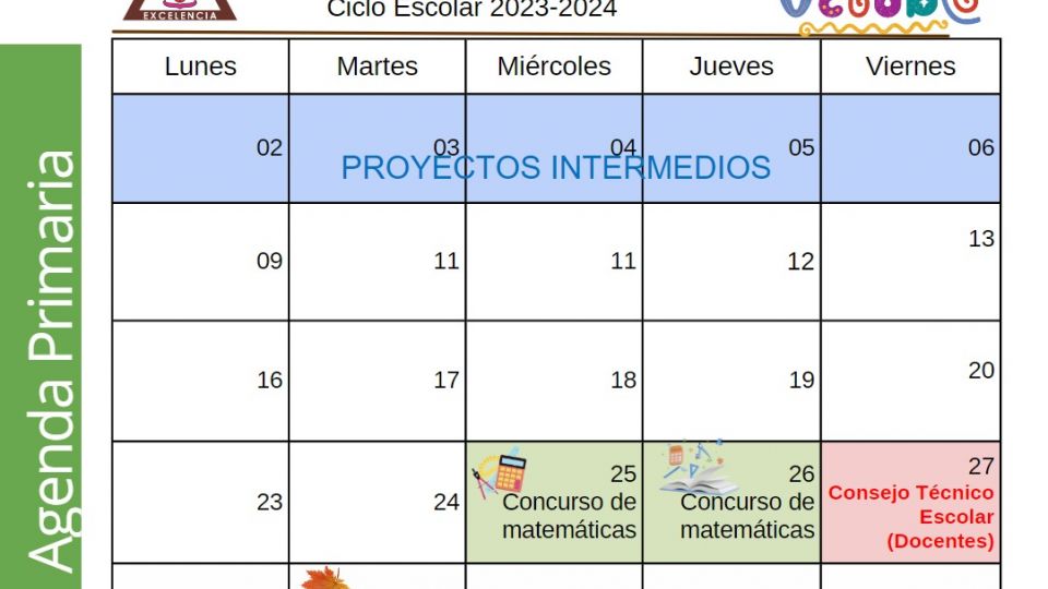 Agenda Primaria Octubre 2023 - Centro Educativo Miguel Lara Vasallo